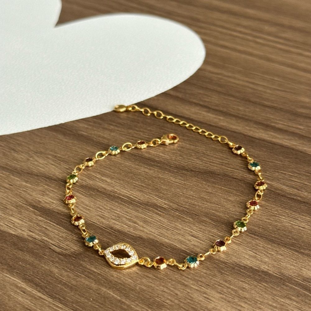Multicolor Gemstone Bracelet Q52 - Picture 5 of 7